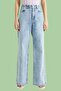 Snow Washed Blue Wide Leg High Waist Jeans