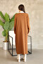 Round Neckline, Long Sleeve, Bow Patterned Midi Length Cardigan Look One-Piece Knitwear Dress - 3