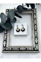 Stainless Steel Black Crescent Model Earrings