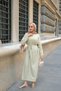Women's Sleeve Arm Detail Crew Neck Dress Light Green - 2