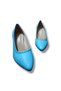 Women's Blue Genuine Leather Thick Heeled Stiletto - 4