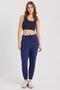Women's Slim Fit Narrow Strap Square Neck Navy Blue Crop - 4