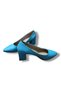 Women's Blue Genuine Leather Thick Heeled Stiletto - 3