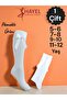 1 Pair of Girls' White Knee-Length Socks with Bow Ribbons