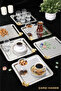 Coffee and Multi-Purpose Presentation Tray Square Set of 6 with Stainless Silver Butterfly Accessories - 2