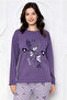 Cotton Patterned 2 Yarn Ribbed Winter Long Sleeve Pajama Set - 2