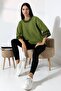 Crew Neck Half Sleeve Jacquard Panel Loose Comfortable Stylish Elegant Knitwear Sweater - 7
