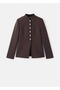 Jewel Button Stripe Collar Jacket - 3