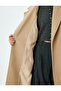 Double Breasted Long Stamp Coat with Pockets and Belt - 5