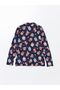 Shirt Collar Printed Women's Pajama Set - 7