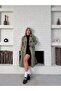Women's Double Button Stylish and Classic Model Belted Long Trench Coat - 2