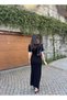 Women's Black Stylish Jean Detailed Short Sleeve Buttoned Knitwear Dress - 6