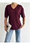 Pearl Sprinkle V-Neck Tee – Maroon - 2
