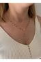 Colorful Stone Y Model Rose Steel Necklace