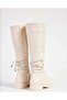 Bej Stone Stylish Women's Boots with Lace-Up Back and Zipper 200211