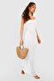 Hand Knitted Straw Bag - Summer Beach and Daily Rattan Bag with Shoulder Strap - 2