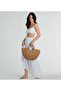 Hand Knitted Straw Bag - Summer Beach and Daily Rattan Bag with Shoulder Strap - 4