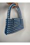 Blue Beaded Children's Handbag with Pearls - 2