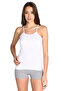 Women's White Tank Top with Rope Straps Flexible 3 Pieces Cotton - 4