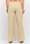 Women Regular Fit Plain Wide Leg Pants, Beige - 4