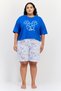 Rosaline By Women Crew Neck Short Sleeves Graphic Print Pajama Top, Blue - 4
