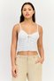 Women V-Neck Sleeveless Textured Crop Top, White