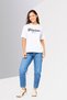 Women Crew Neck Short Sleeve Brand Logo T-shirt, White - 2