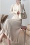 Button Detail, Ruffled Hem, Knee Length Knit Dress, 105 cm - XXS-XS-S -- NOT MODEST/HIJAB