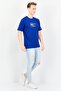 Men Crew Neck Short Sleeves Brand Logo T-Shirt, Blue - 3