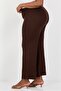 Women Regular Fit Ribbed Palazzo Pants, Brown - 4