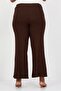 Women Regular Fit Ribbed Palazzo Pants, Brown - 2