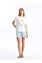 Lcw Vision Ecru Crew Neck Printed Short Sleeve Women's T-Shirt - 2