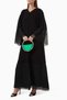 Elegant Lace Embroidered Abaya Double Chiffon Fashion Piece with Stylish Stone Detailing and Front Buttoning - 2