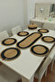 Kaan Home Set of 6 Bread Baskets with 1 Runner and 1 Lid, Beige Cream Patterned Presentation Basket - 8
