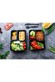 [10 Pack] 3 Section Black Base with Lids Food Storage Container | Disposable Food Container - 8