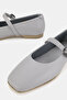 Women's Gray Khaki Natural Leather Buckle Strap Flat Shoes, Size 36-41 - 4