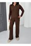 Women's Brown Modal Polo Neck Long Sleeve Soft Touch Sports Set