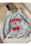 سويت شيرت للأطفال كبير الحجم مطبوع عليه Happy Cherry