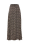 Women's Long Black Beige Leopard Patterned Viscose Skirt - 3