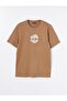 Xside Brown Crew Neck Short Sleeve Printed Combed Men's T-Shirt - 6