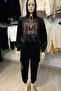 Women's Velvet Tracksuit Set with Stone Print