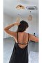 Black Strap Elastic Detailed Long Flowy Dress - 3