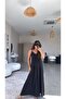 Black Strap Elastic Detailed Long Flowy Dress - 2