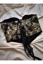 Black Jacquard Patterned Women's Corset - 7