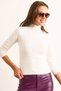 Women's White Stand Collar Ribbed Beard Knitwear Sweater Kzk-19000979 - 3