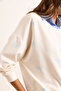 Women's White Blue Bow Printed Collar Skirt Shirt Detailed Oversize Sweatshirt Swt-19000730 - 6