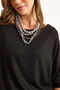 Women's Black Boat Neck Flowy Strawberry Blouse Blz-19003086 - 4