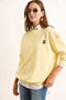 Women's Yellow Teddy Bear Embroidered Stitching Detailed Thick Sweatshirt Swt-19000731 - 4