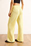 Women's Yellow Textured Elastic Waist Draped Trousers with Pockets Pnt-19000333 - 7