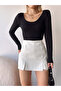 Women's Black U-Neck Long Sleeve Blouse - 2